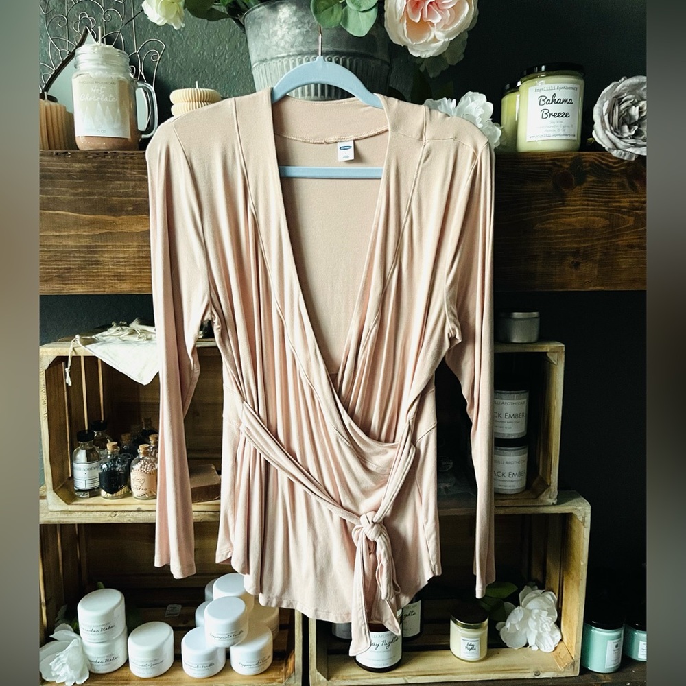 Faux wrap top in light pink